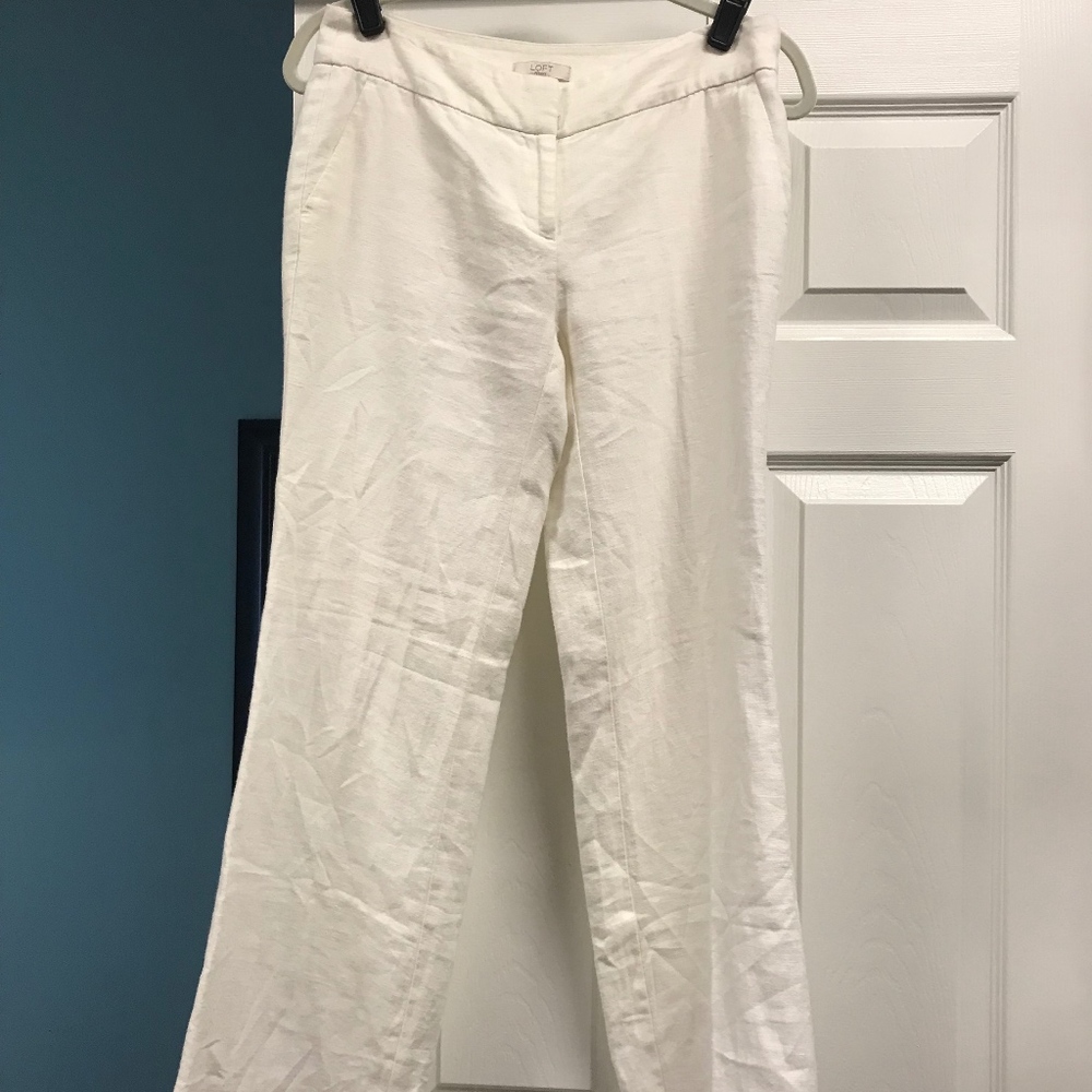 New white, with lining, Loft Linen Pants